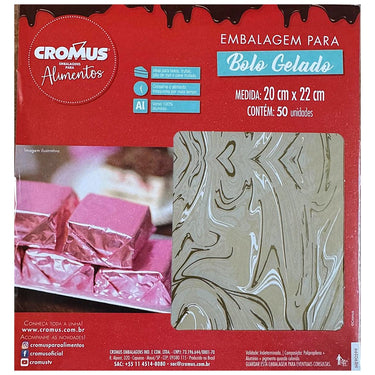 Wrapping for Bolo Gelado | Ivory Marble Effect 20x22cm (50 Pack)